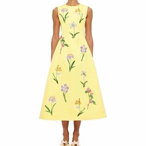 Chic Yellow Floral Midi Dress